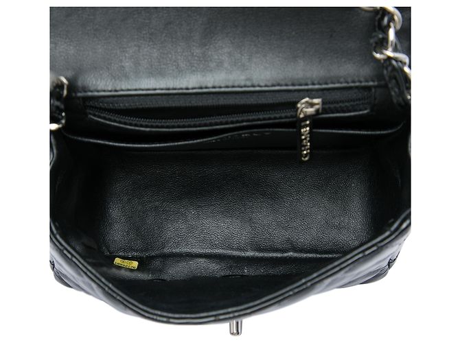 Chanel Black Mini Square Classic Patent Single Flap Nero - vista 4
