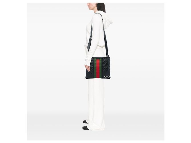 Gucci Bolso Bandolera Web Estampado GG Negro - vista 5