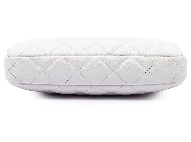 Clutch Chanel White CC Quilted Caviar Double Zip con catena Bianco - vista 3