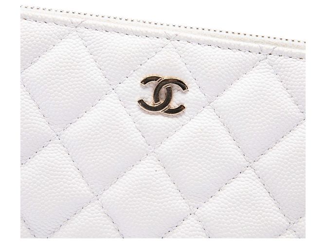 Clutch Chanel White CC Quilted Caviar Double Zip con catena Bianco - vista 5