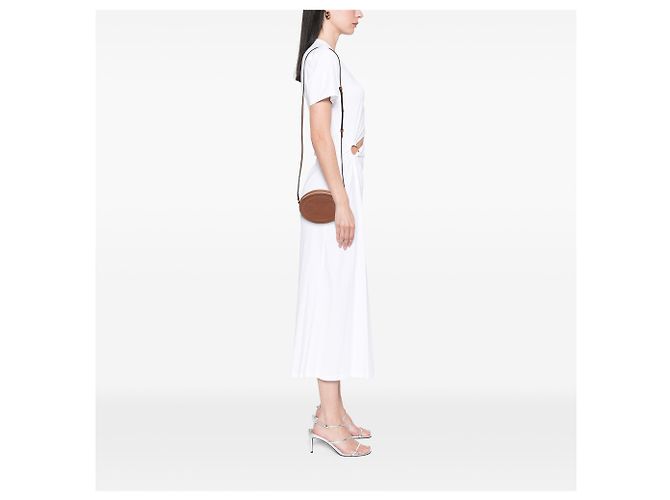 Céline Celine Borsa a Tracolla Oval Cuir Triomphe in Pelle di Vitello Marrone Small - vista 6
