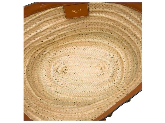 Céline Celine Beige Large Raffia Classic Studded Panier Tote - vista 4