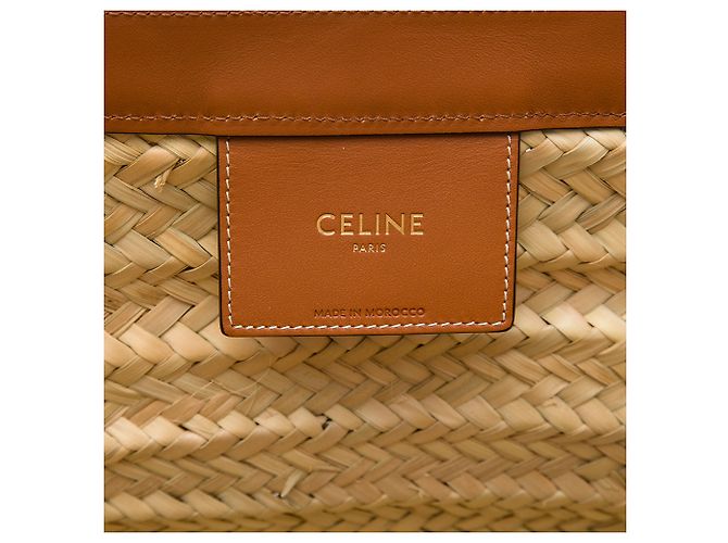 Céline Celine Beige Large Raffia Classic Studded Panier Tote - vista 5