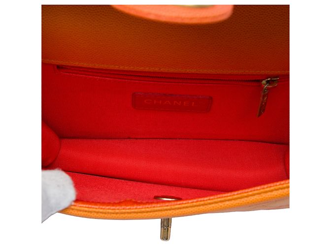 Chanel Orange Small Quilted Caviar Sunset On The Sea Flap Arancione - vista 4