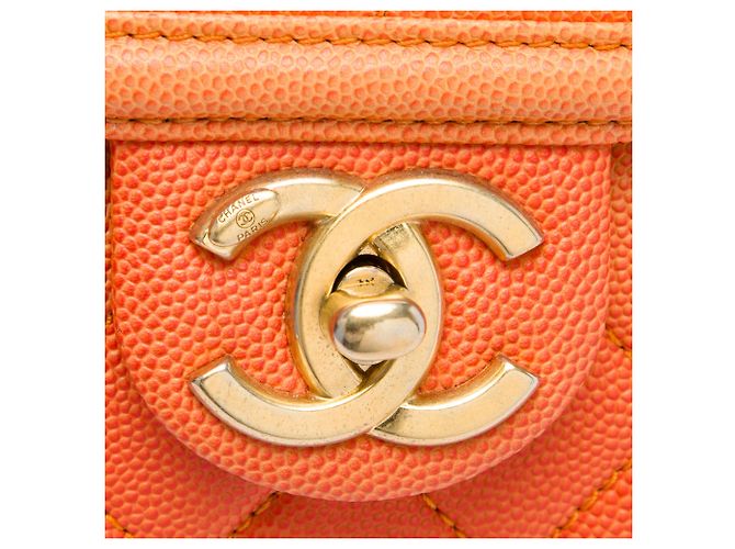 Chanel Orange Small Quilted Caviar Sunset On The Sea Flap Arancione - vista 5