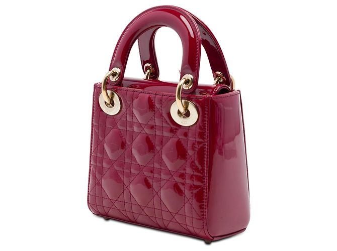 Dior Red Mini Patent Cannage Lady Dior Rosso Bordò - vista 2
