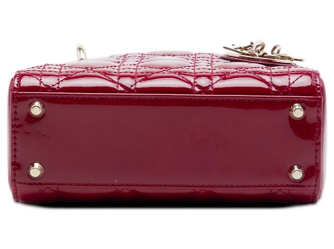 Dior Red Mini Patent Cannage Lady Dior Rosso Bordò - vista 3