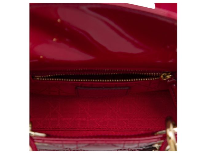 Dior Red Mini Patent Cannage Lady Dior Rosso Bordò - vista 4