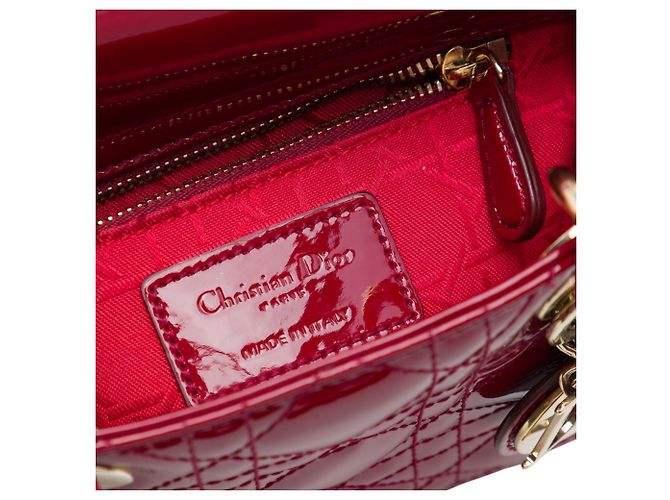 Dior Red Mini Patent Cannage Lady Dior Rosso Bordò - vista 5