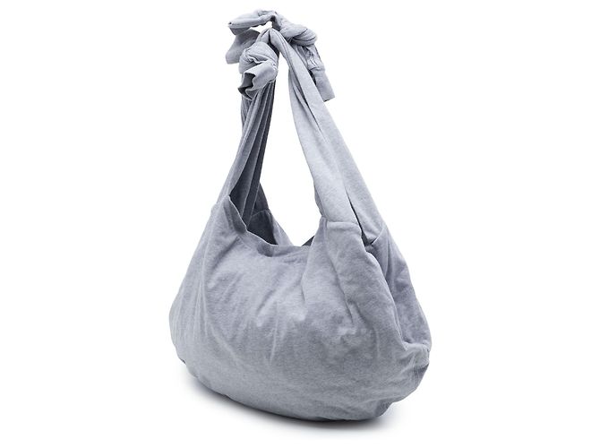 Balenciaga Borsa Hobo in jersey grigio con logo 3B Marrone - vista 2
