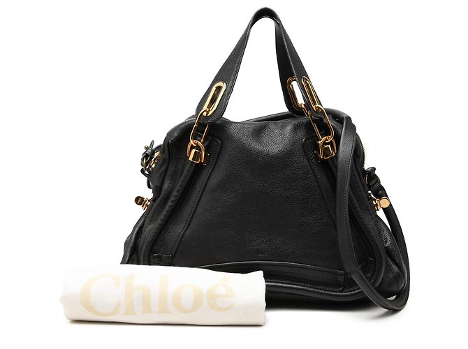 Chloé Paraty Satchel aus Narbenleder in Schwarz, Größe Medium - Ansicht 7