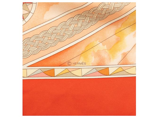 Foulard di seta Hermès Orange Fregates Magnifiques 90 Arancione - vista 6