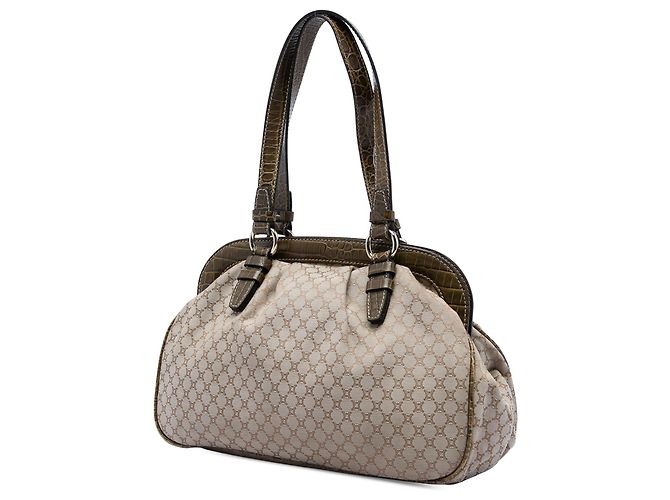 Céline Borsa Celine Beige Macadam Canvas con nappina e chiusura a telaio - vista 2