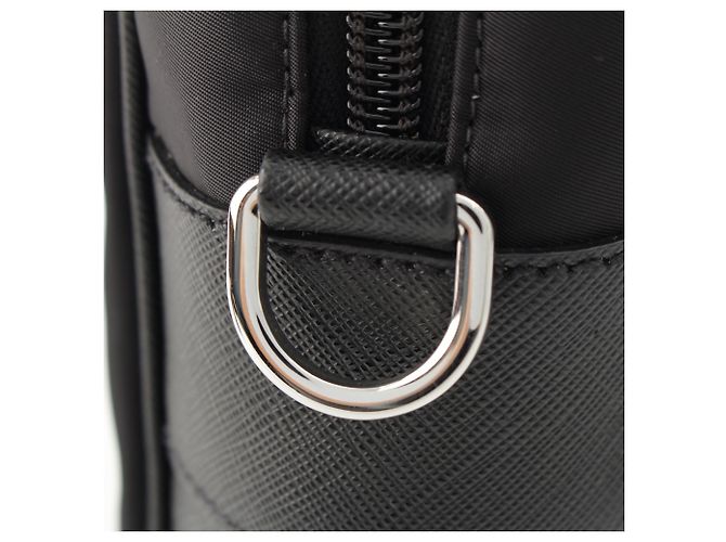 Borsa business Prada in Tessuto con rifiniture in Saffiano nero - vista 10