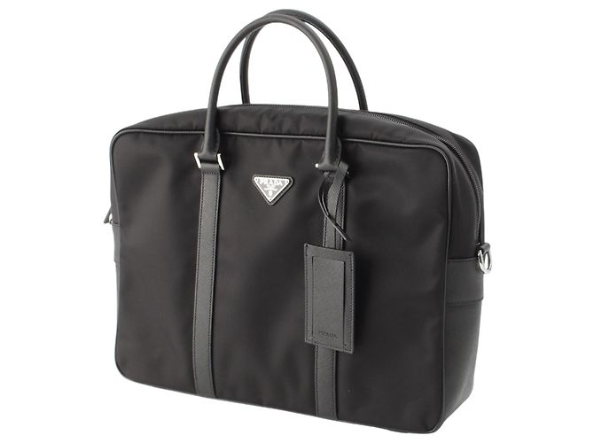 Borsa business Prada in Tessuto con rifiniture in Saffiano nero - vista 2
