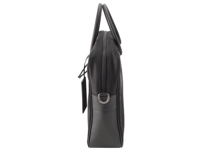 Borsa business Prada in Tessuto con rifiniture in Saffiano nero - vista 3