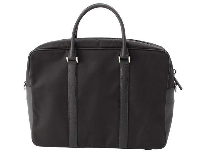 Borsa business Prada in Tessuto con rifiniture in Saffiano nero - vista 4