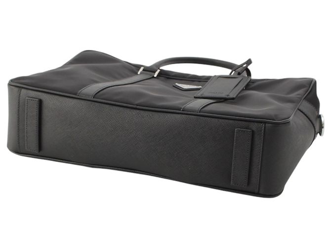 Borsa business Prada in Tessuto con rifiniture in Saffiano nero - vista 5