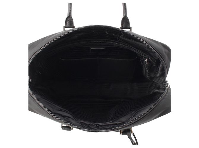 Borsa business Prada in Tessuto con rifiniture in Saffiano nero - vista 6