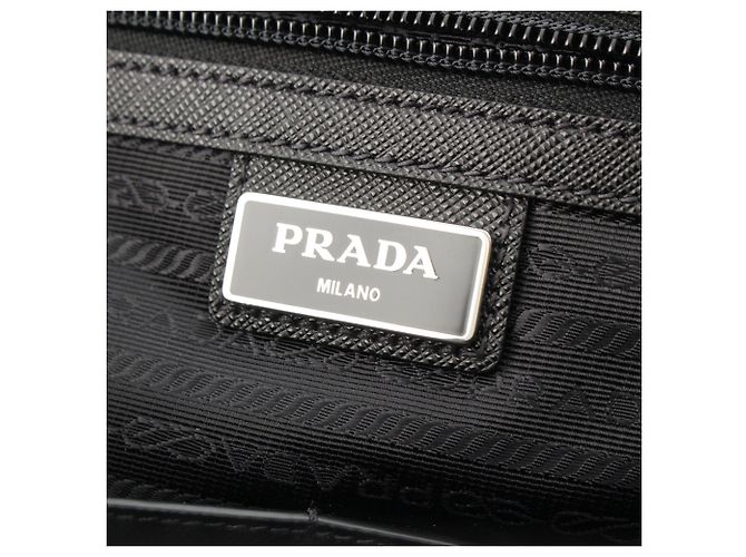 Borsa business Prada in Tessuto con rifiniture in Saffiano nero - vista 7
