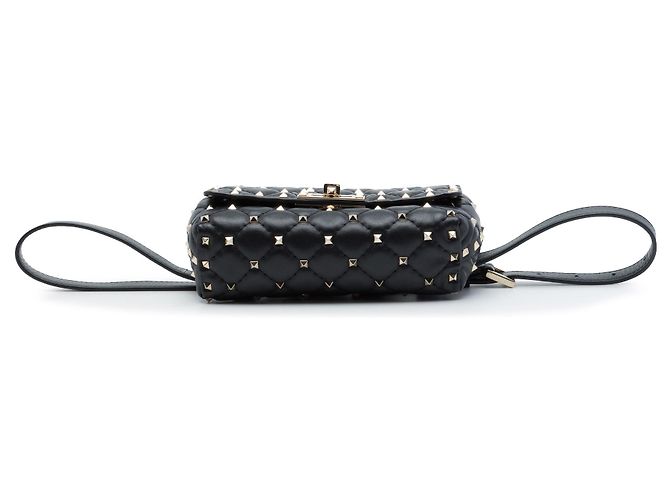 Borsa cintura Valentino Rockstud Spike in lambskin nero - vista 3