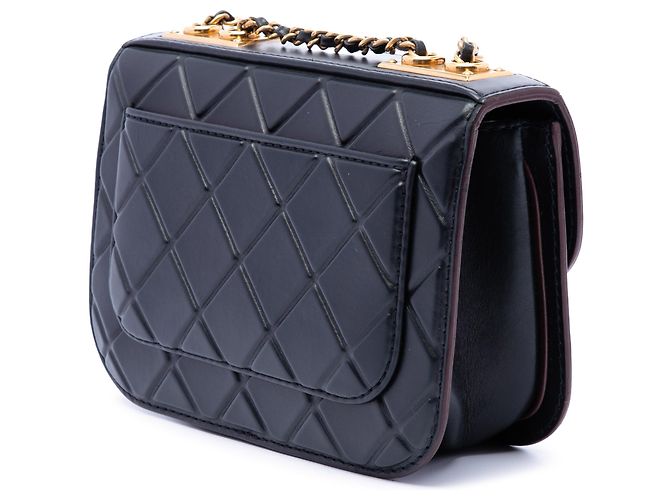 Chanel Black CC Embossed Quilt Calfskin Single Flap Nero - vista 2