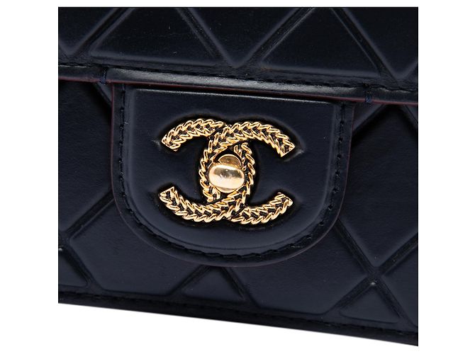 Chanel Black CC Embossed Quilt Calfskin Single Flap Nero - vista 5