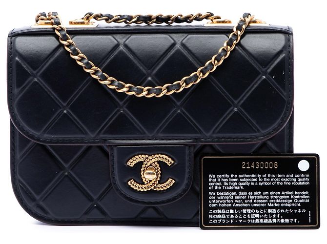 Chanel Black CC Embossed Quilt Calfskin Single Flap Nero - vista 7