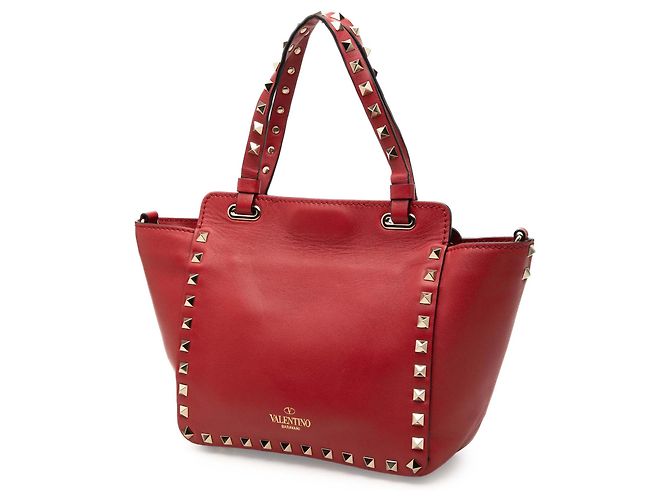 Borsa Satchel Trapeze Rockstud Valentino in pelle di vitello grana grossa rossa mini Rosso - vista 2