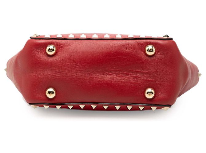 Borsa Satchel Trapeze Rockstud Valentino in pelle di vitello grana grossa rossa mini Rosso - vista 3