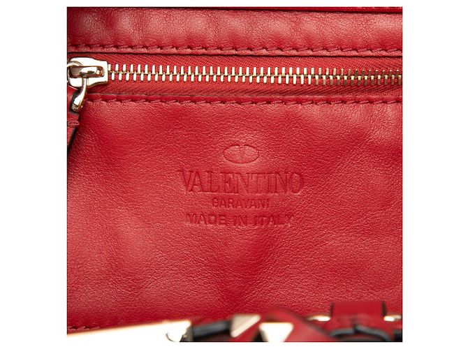 Borsa Satchel Trapeze Rockstud Valentino in pelle di vitello grana grossa rossa mini Rosso - vista 5