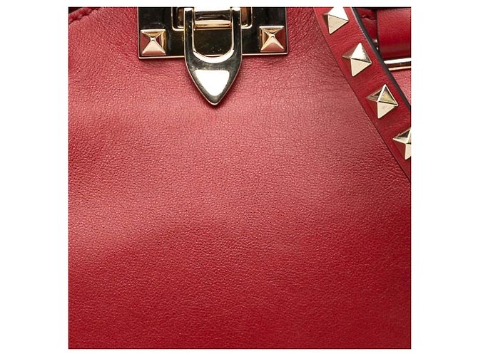 Borsa Satchel Trapeze Rockstud Valentino in pelle di vitello grana grossa rossa mini Rosso - vista 6
