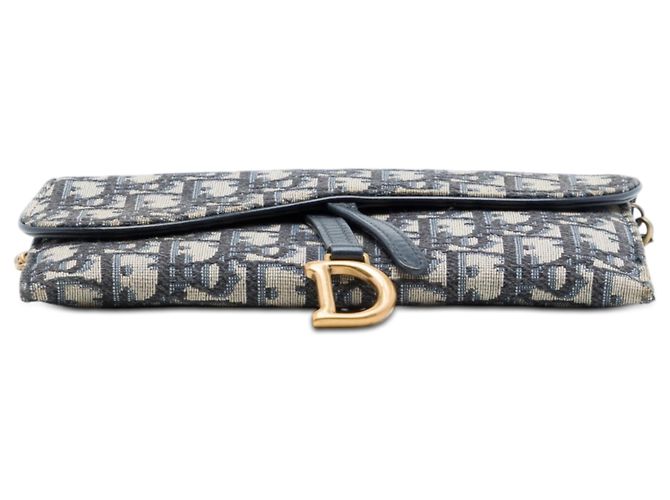 Dior Blue Oblique Canvas Saddle Wallet On Chain Navy blue - view 3