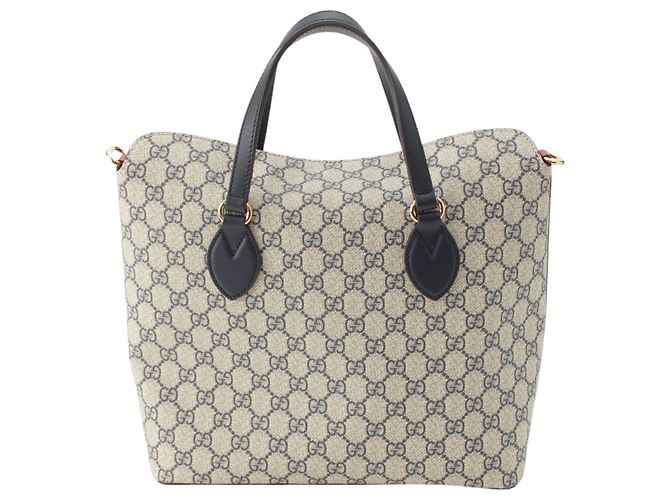 Borsa Tote Gucci Beige GG Supreme Linea A Fold Over - vista 4
