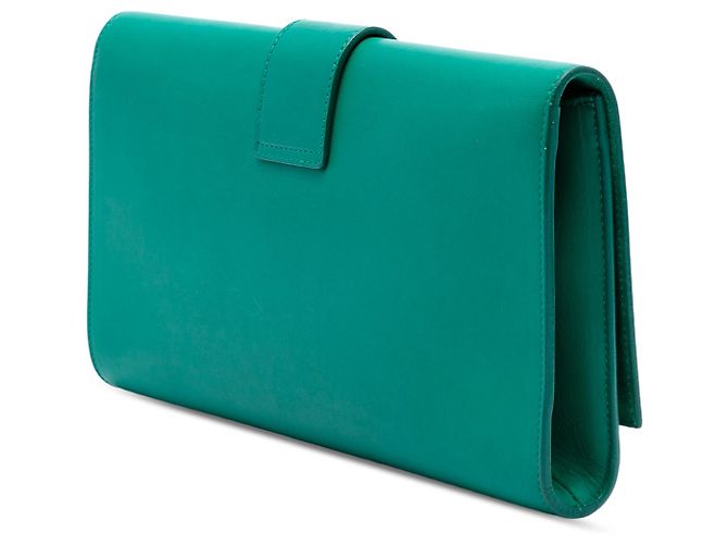 Clutch Saint Laurent Chyc Ligne in pelle verde - vista 2