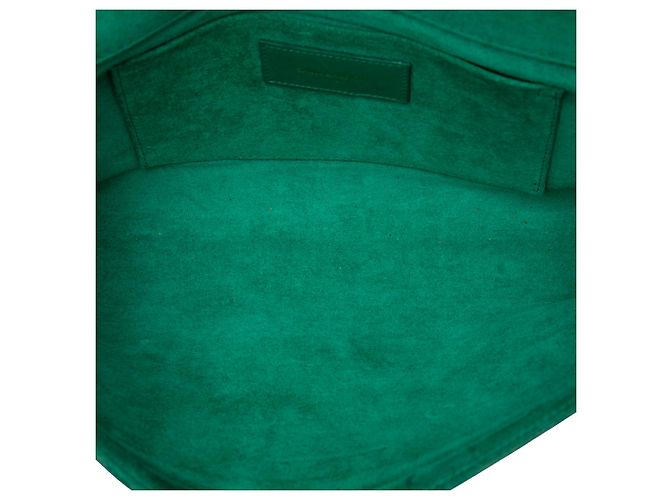 Clutch Saint Laurent Chyc Ligne in pelle verde - vista 4