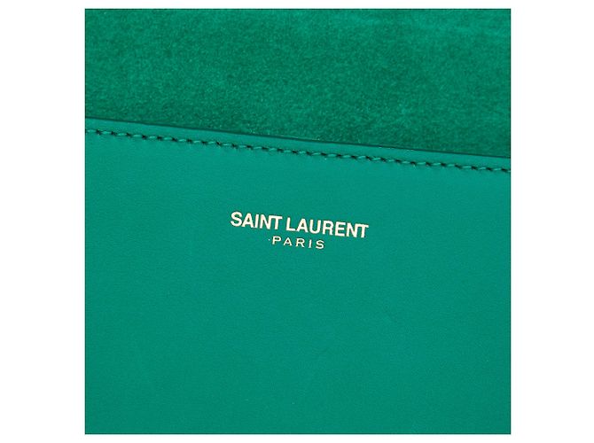 Clutch Saint Laurent Chyc Ligne in pelle verde - vista 5