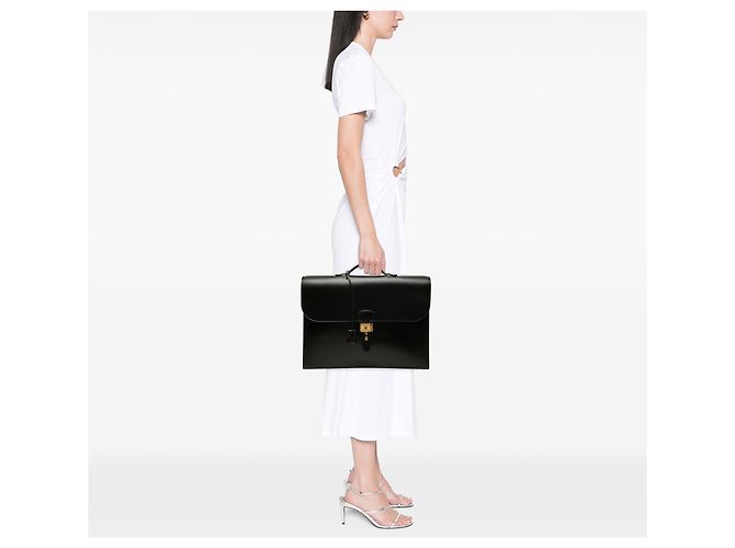 Hermès Black Box Calf Sac a Depeches 41 Nero - vista 6
