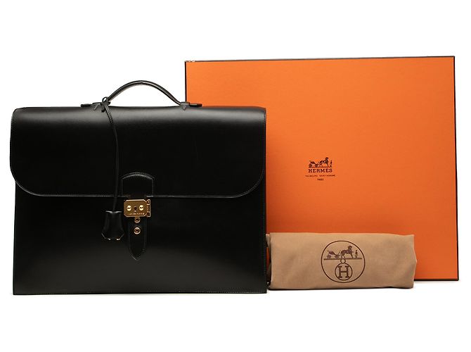 Hermès Black Box Calf Sac a Depeches 41 Nero - vista 7
