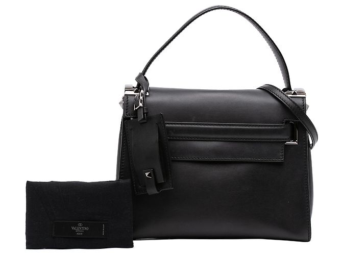 Valentino Borsa My Rockstud Frame Small in pelle nera Nero - vista 7