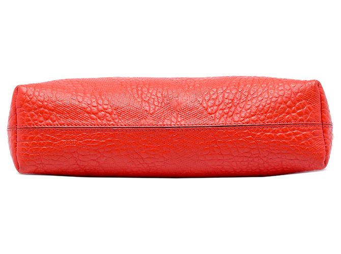 Burberry Red Small Grain Check Embossed Leather Chichester Crossbody Rosso - vista 3