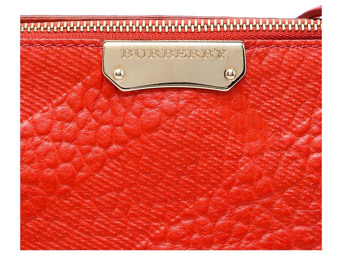Burberry Red Small Grain Check Embossed Leather Chichester Crossbody Rosso - vista 5