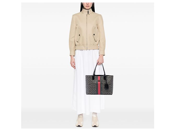 Gucci Beige GG Supreme Caleido Web Tote - Ansicht 6