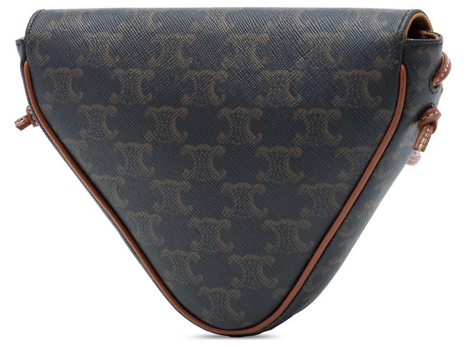 Céline Celine Brown Triomphe Coated Canvas Logo Triangle Crossbody Marrone Marrone scuro - vista 2