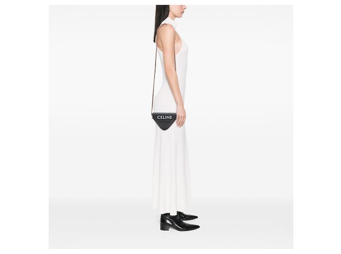 Céline Celine Brown Triomphe Coated Canvas Logo Triangle Crossbody Marrone Marrone scuro - vista 6