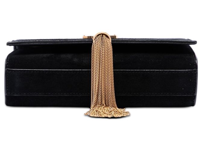 Saint Laurent Black Small Velvet Monogram Kate Tassel Crossbody Nero - vista 3