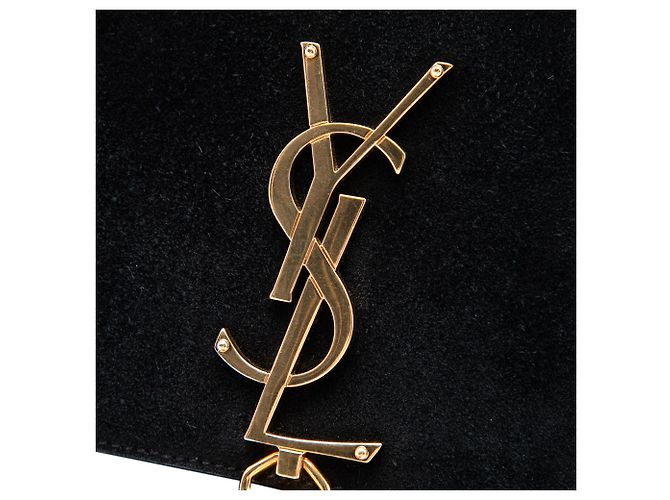 Saint Laurent Black Small Velvet Monogram Kate Tassel Crossbody Nero - vista 5