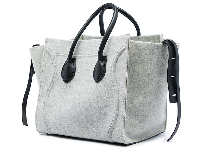 Céline Celine Gray Medium Felt Phantom Luggage Tote Marrone Grigio - vista 2