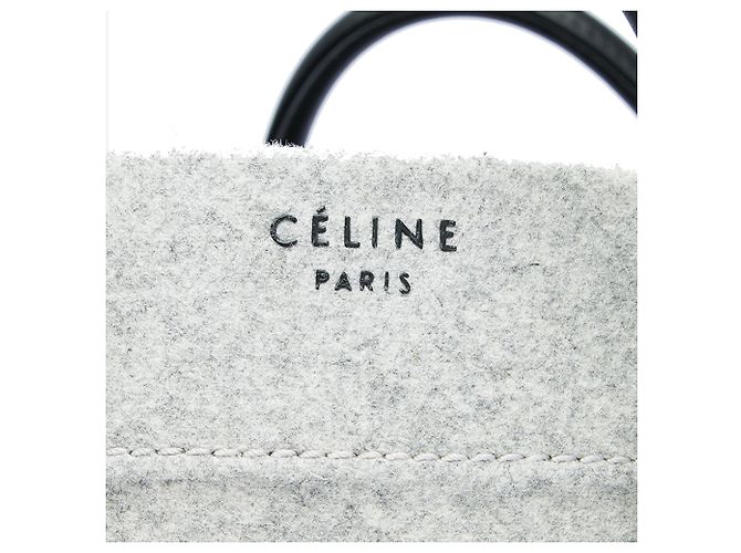 Céline Celine Gray Medium Felt Phantom Luggage Tote Marrone Grigio - vista 5
