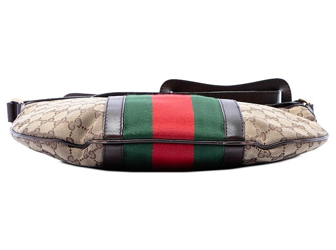 Borsa a tracolla a mezzaluna Gucci Beige Medium GG Canvas Web - vista 3